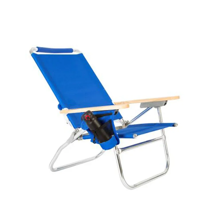 Aluminium Folding chair Outdoor canopy  with Wooden Armrest and Zippered Storage Pouch