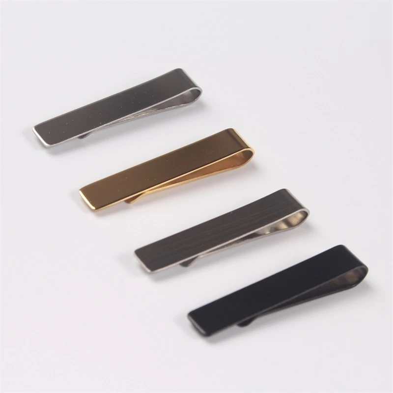 Custom Logo Men Tie Clip , Gold Silver and Black Classic Tie Bar