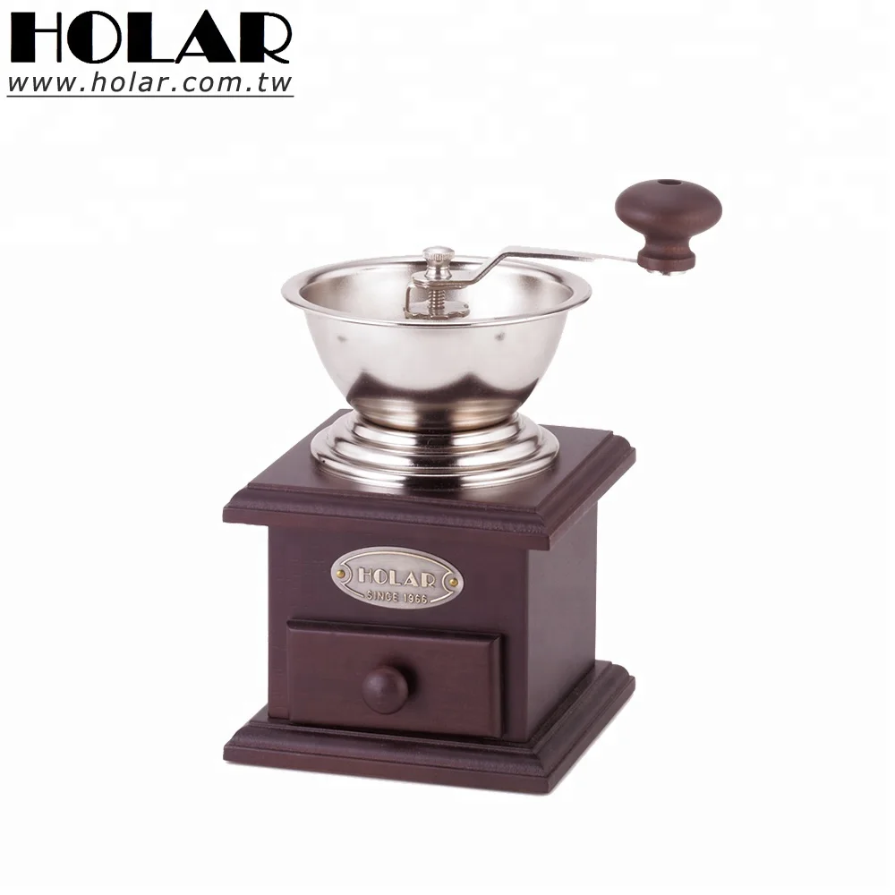 [Holar] Taiwan Made Classic Style Wooden Coffee Mill with Cast Iron Grinder