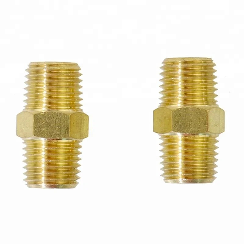 Standard brass pipe hose fitting hex nipple bushing