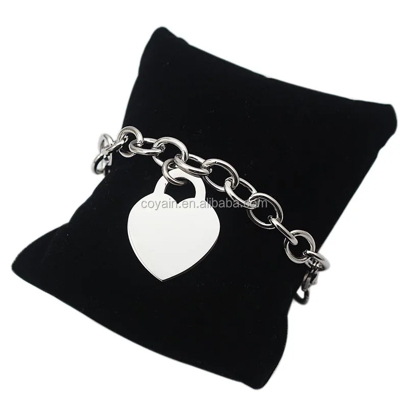 Classes Plain Heart 316L Stainless Steel Charms Metal Love Bracelet