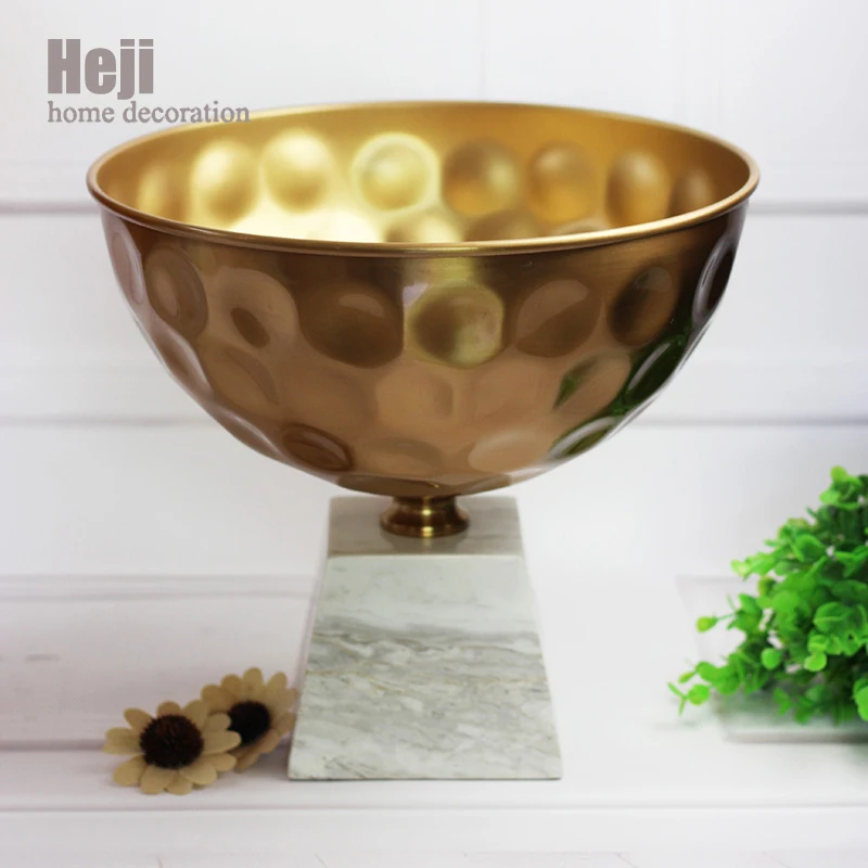 Roman Style Hand Crafted Glod Coffee Cup Shape Marble iron Concrete Flower Pot