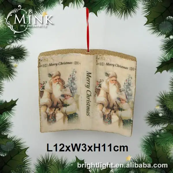 Styrofoam Decoupage Santa Book Christmas Ornament