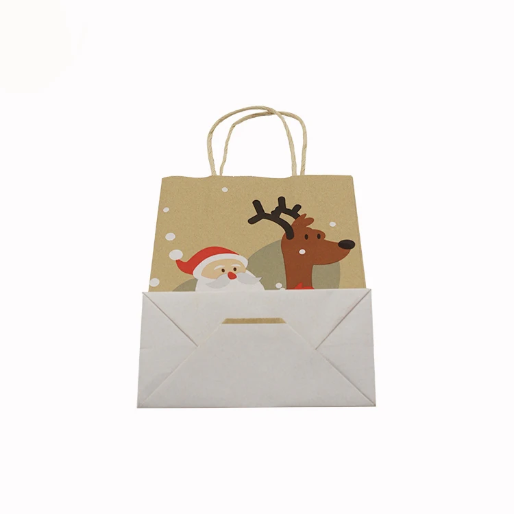 Wholesale bag gift Cheap Price Tote Bag Custom Gift Foldable Kraft Paper Christmas gift bag