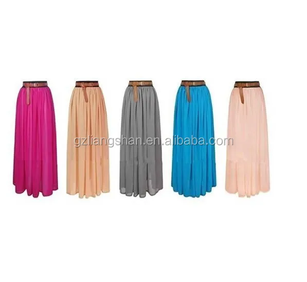 Custom women lady casual loose blue plain long elegant maxi skirt