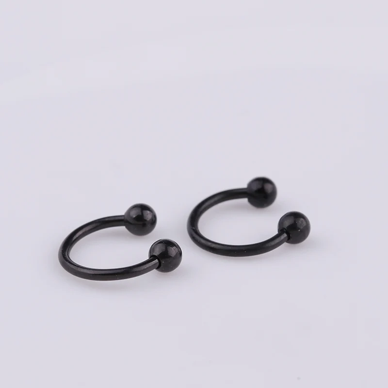 wholesale  black color 8 designs stainless steel spike ball bar curved eyebrow piercing jewelry belly navel daith piercing