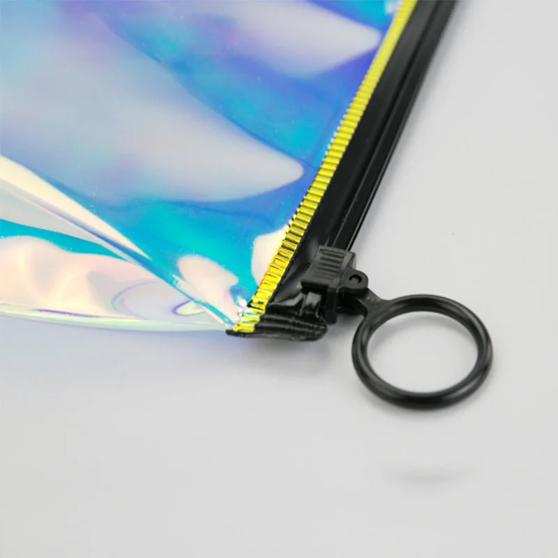 Custom pvc ziplock holographic makeup bag hologram cosmetic bag