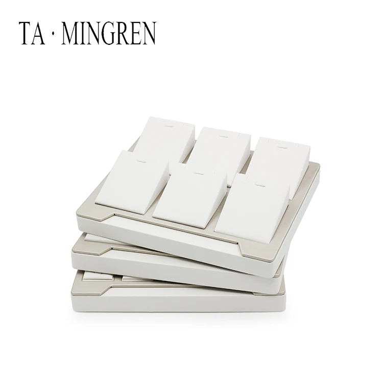 
White Wholesale Hot Sale Luxury PU Leather Necklace Jewelry Display Tray 