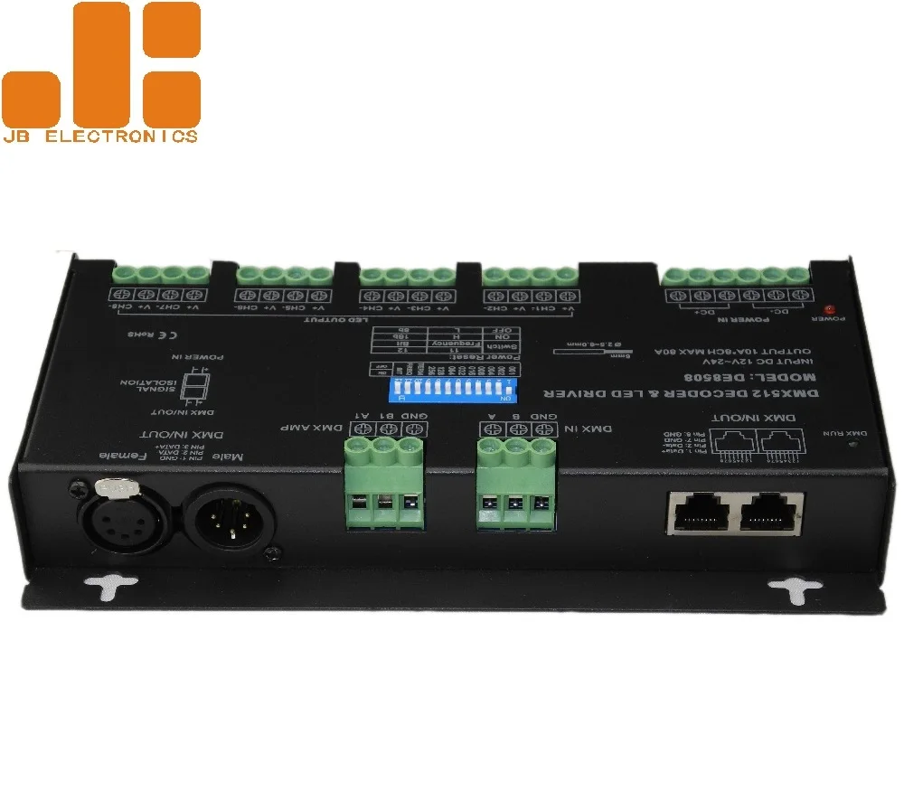 High Frequency 10Ax8CH Constant Voltage 8Bits/16Bits Signal Amplifier DMX512 Decoder DE8508