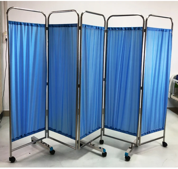 Hospital medical mobile portable 4 sections foldable patient ward screen