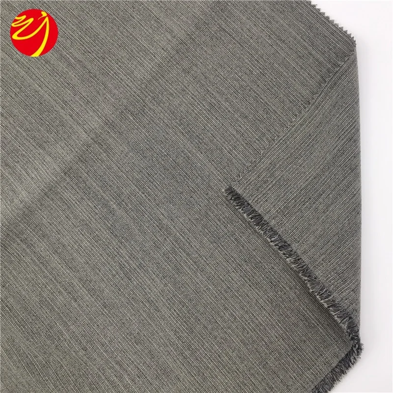 China Jiangsu Factory 100% Polyester Heavy Cationic Faux Linen Curtain Home Textile Fabric