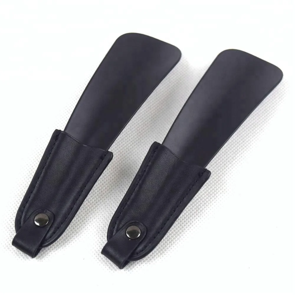 Hottest 16cm Paint Spraying Black Shoe Horn With Leather Handle