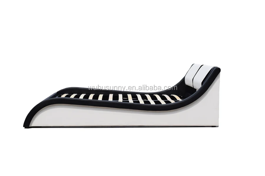 Italian design curved shape storage white leather bed 2017 new style