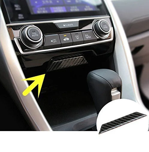 Auto Accessories Carbon Fiber Car Interior Central Console Storage Box Cover Sticker For Honda Civic 2016 2017