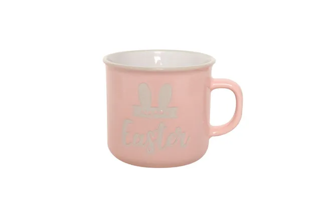 HG86-247 high quality emaille tasse promotional ceramic cup for easter goods 10OZ printed custom enamel mug with Easter decal