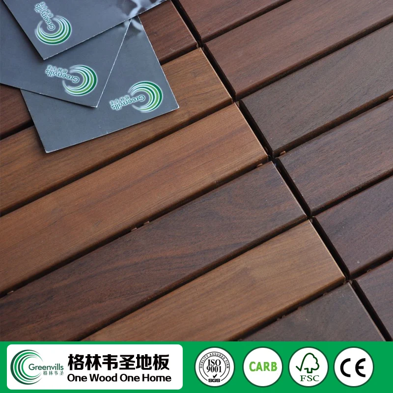 easy installed DIY IPE solid wood decking outdoor tiles hardwood interlocking