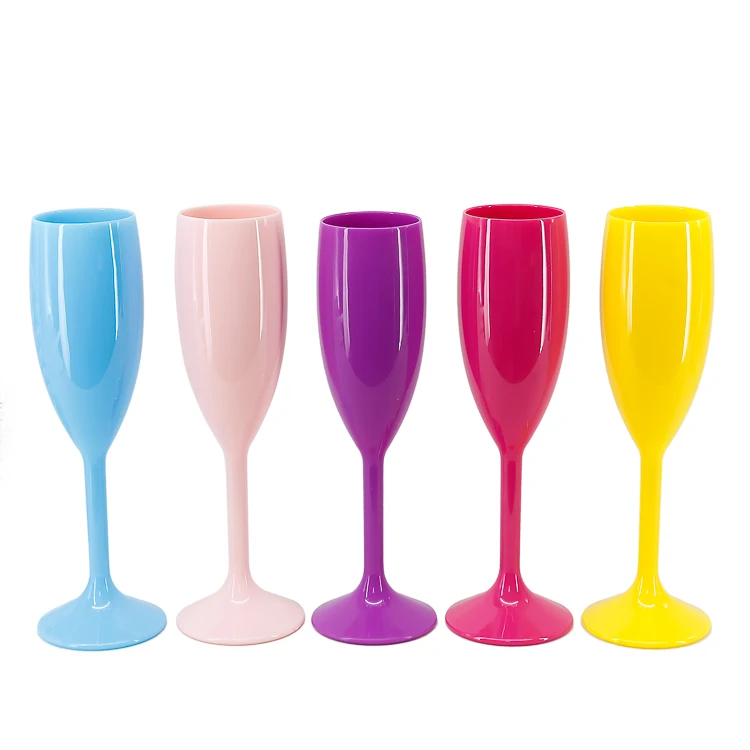 180ml 6oz Color Champagne Glasses Wholesale Cheap Pink Champagne Glass Plastic Cocktail Glasses