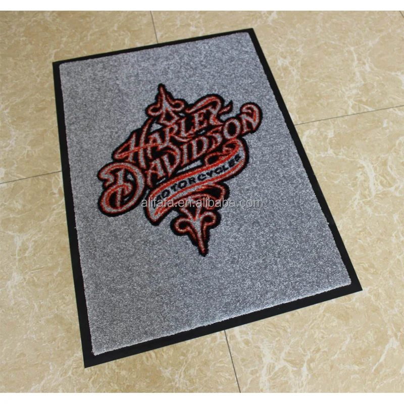 Anti-slip Rubber Backing Custom Motorcycle LOGO Mat