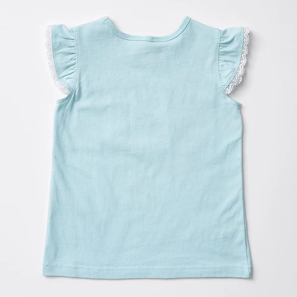 
MGOO Custom All Over Stripes Kids Pyjama Shorts Round Neck Children Sleepwear Girls Nightwear with Lace Trim 