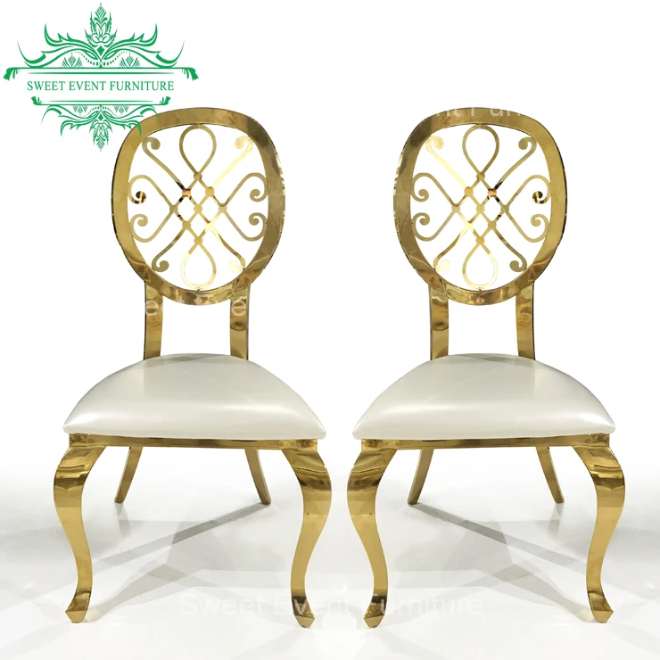Royal high back  pu seat  gold metal stainless steel luxury chairs for event
