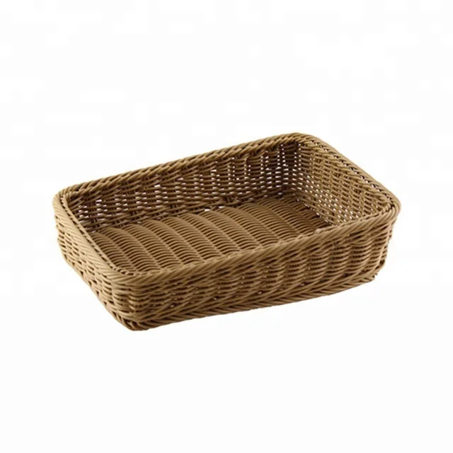 Handmade PP rattan rectangle bread/fruit/vegetable basket