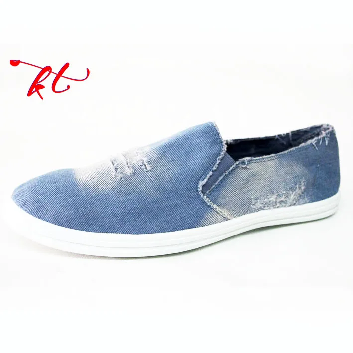 China manufacture cheap price Jeans upper scratch hole mens casual sneaker shoe
