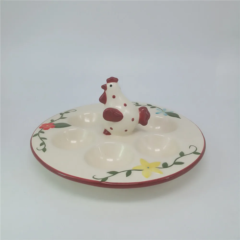 Easter decoration vintage ceramic egg plate holder dish tray with hen stand