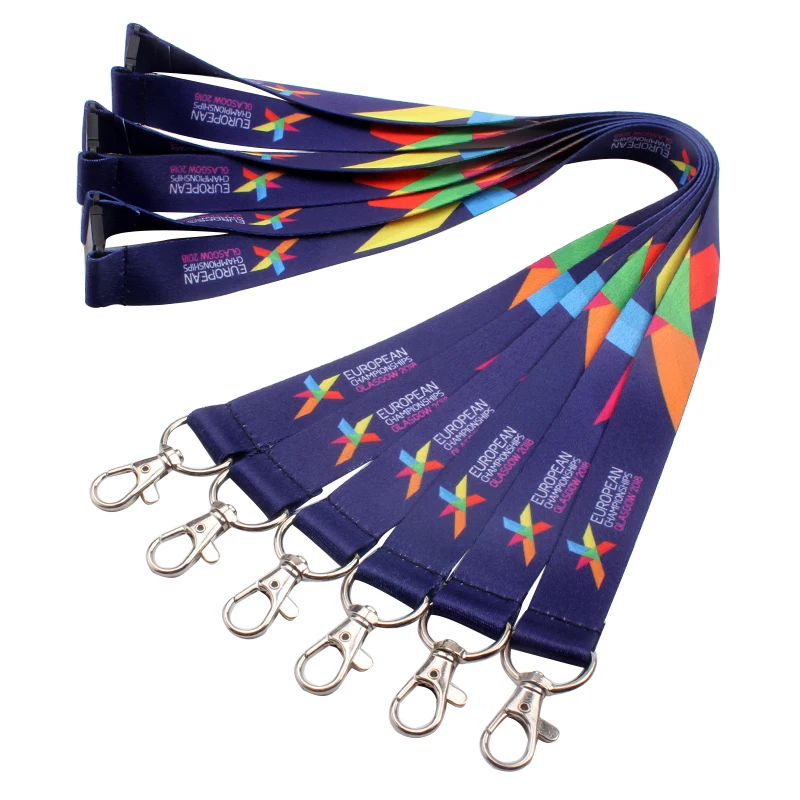 Free sample oem polyester lanyard with id card holder double clip lanyard