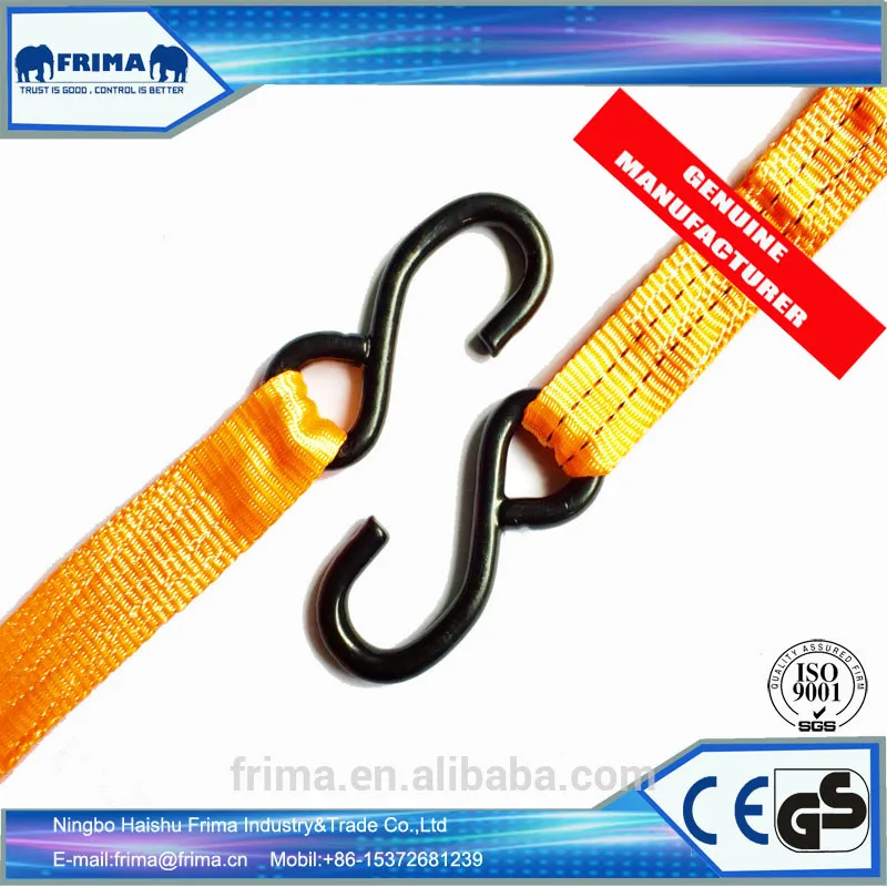 1.5'/1.5Ton/3m  Light Duty Webbing Strap polyester With S Hook Lashing ratchet tie down