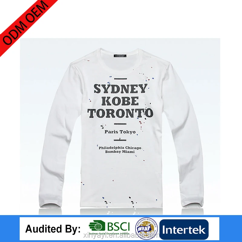 
customer word printed apparels t-shirt cheap long sleeve clothes 100% product online 