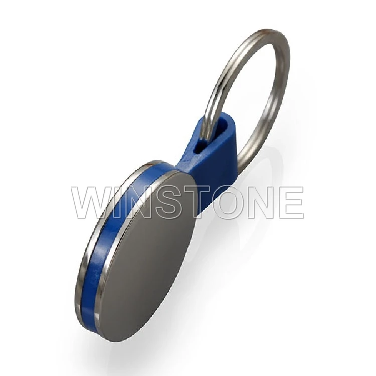 promotion gift customized Spinning Round shapedLeather Strap Blank Rotatable Metal Key ring Holders