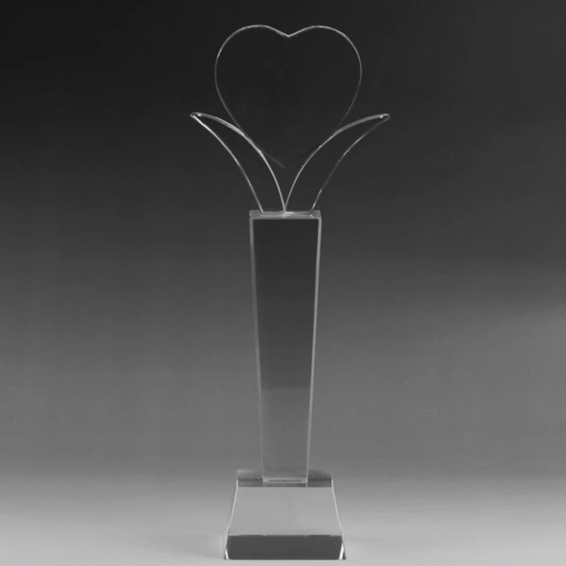 Heart Shaped Desktop Glass Trophy Crystal Trophy