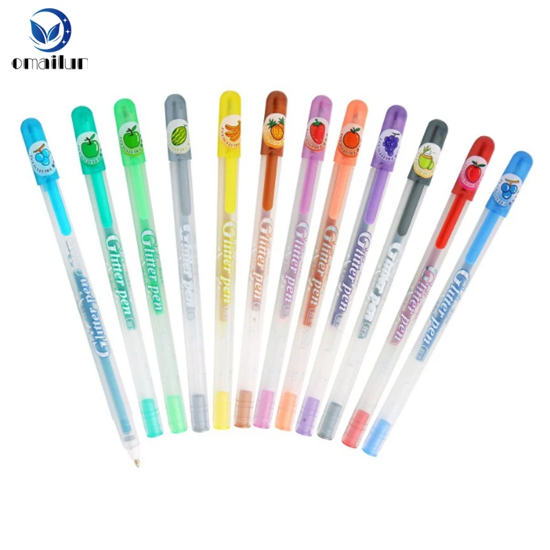 Chaue brand multi color gel pen set purple glitter gel ink pen for coloring