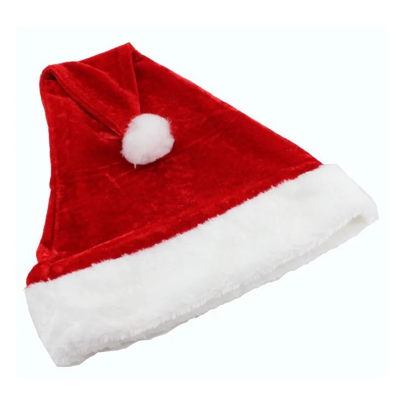 Плюшевая шапка Санта, красные рождественские шапки для Рождественского украшения, индивидуальная Рождественская шапка, рекламная шапка унисекс, Взрослая шапка Санта