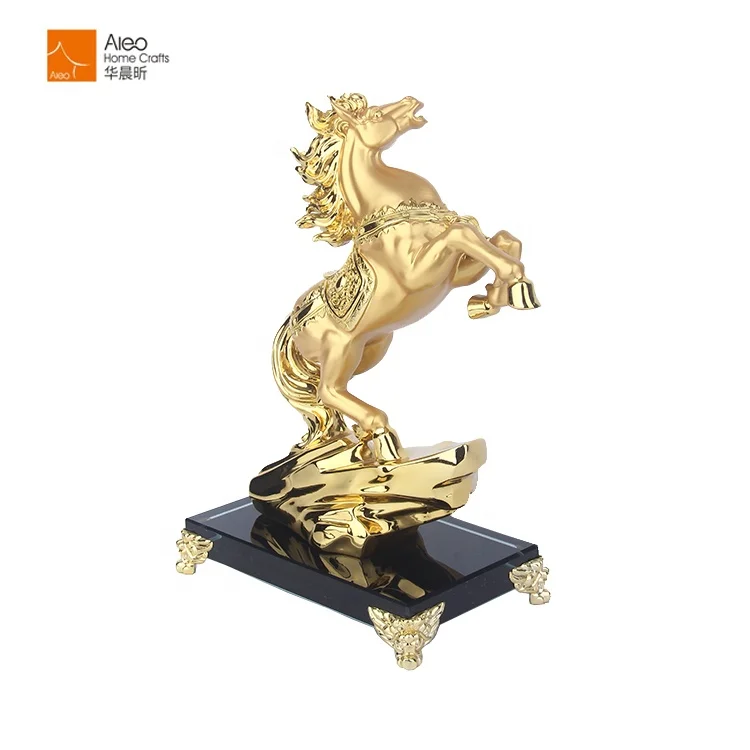 Handmade Craft Small Horse Golden Statue For Home Decoration