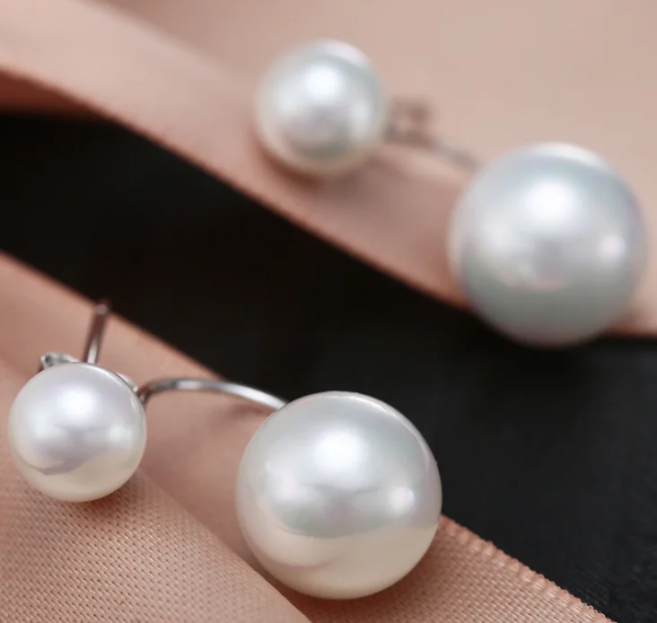 New design double sided white 925 sterling silver earrings Sea Shell pearl jewelry