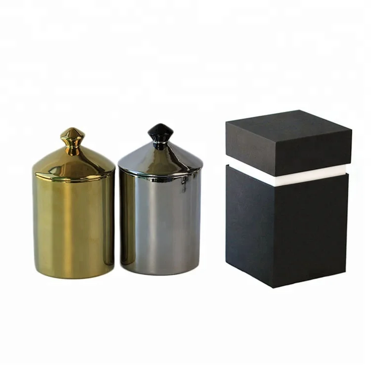 unique empty scented ceramic candle jars black candle holder with lid & gift box