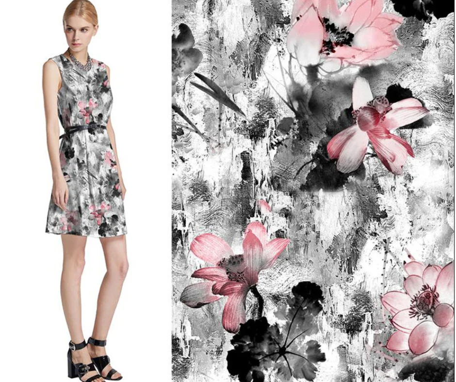 
New Products Digital Printed Custom Design Silk Habotai Fabric 