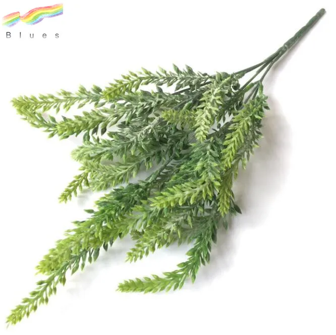 Plastic artificial lavender flower flocked bouquet decoration