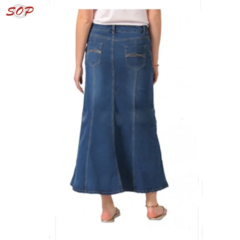 New design indian lady wholesale long denim skirts