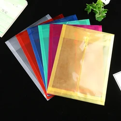 Customized PP File Bag Document Holder A4 Size Clear Plastic File Envelope Folder With Button And String
