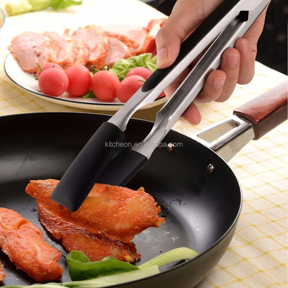 9 Inch and 12 Inch Stainless Steel Locking Food Tongs with Silicone Heads