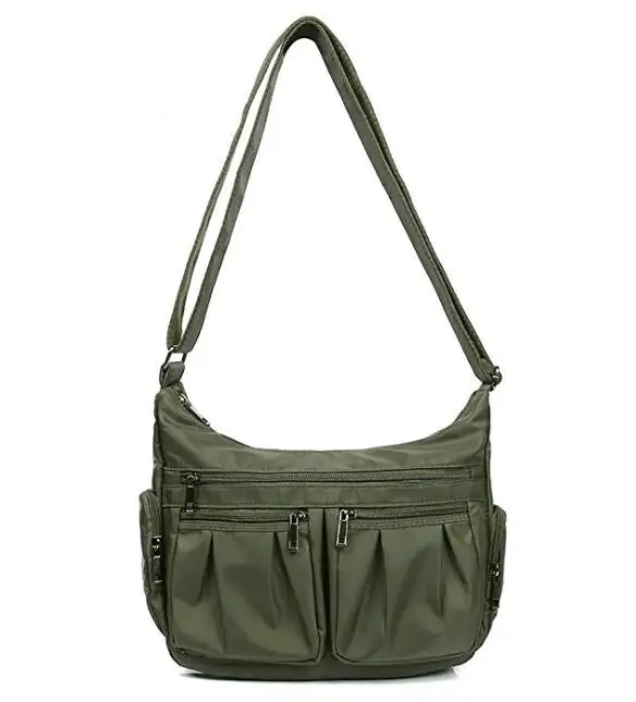 
Waterproof Purses and Handbags Nylon Multi-function Tote Bag LightweightNylon Crossbody Bags for Women Multi Pocket Shoulder Bag 