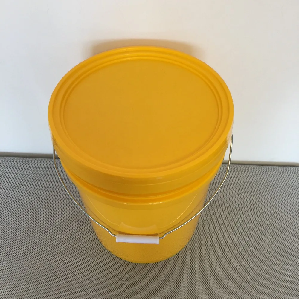 Yellow hot sale paint plastic bucket 20 liter plastic paint bucket