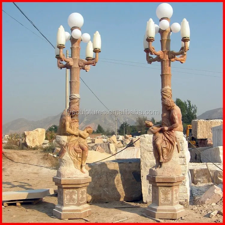 Decorative stone standing male angel light sculpture