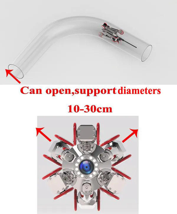 Industrial IP68 underwater sewer pipe checking camera robot supported vertically climbing