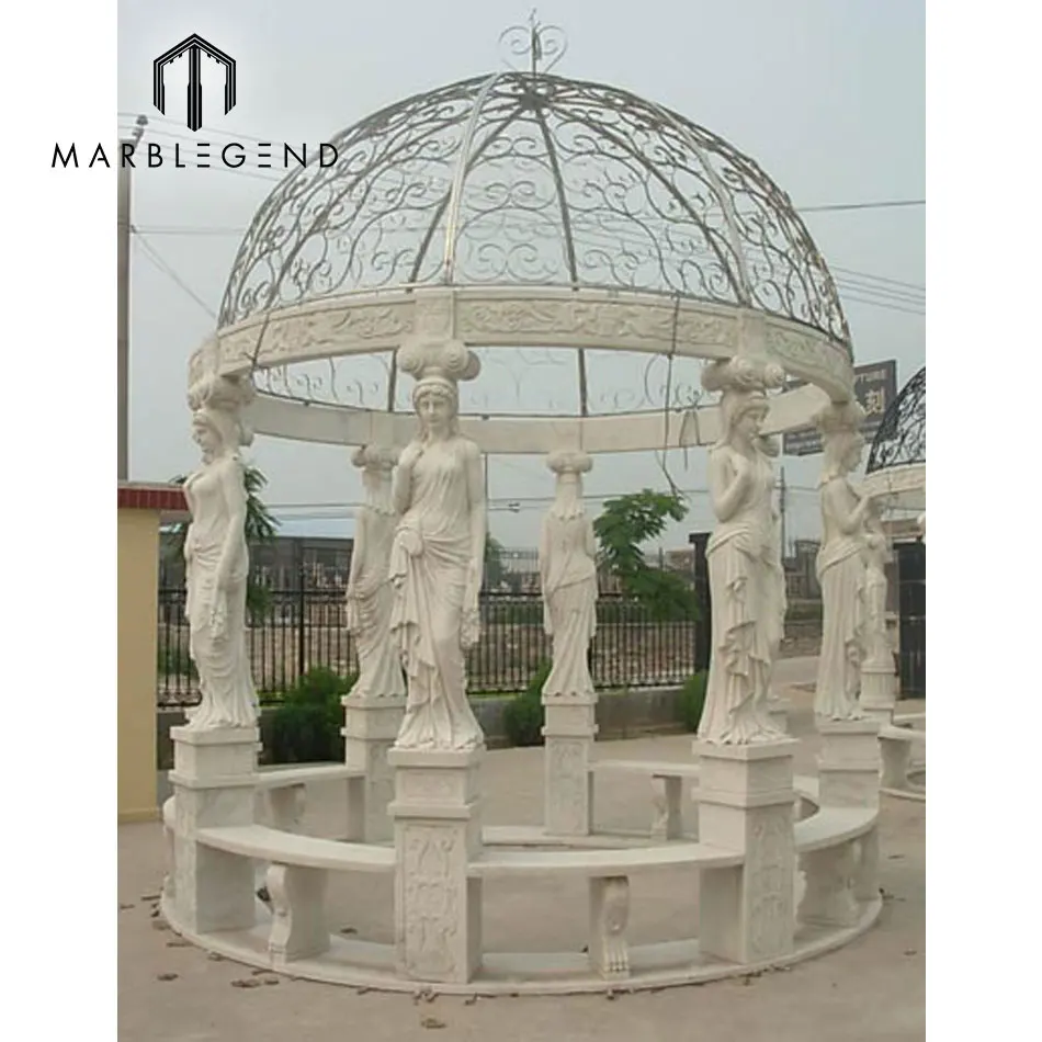 
Greek Style Factory Price Natural Stone China Limestone Woman Statues Gazebo 