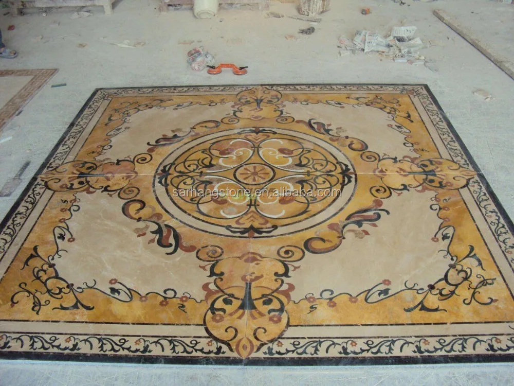 Waterjet cut marble tiles made with natural stone