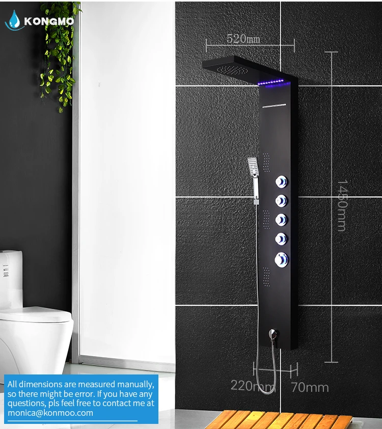 European matte stainless steel thermostatic wall-mounted massage shower shower panel