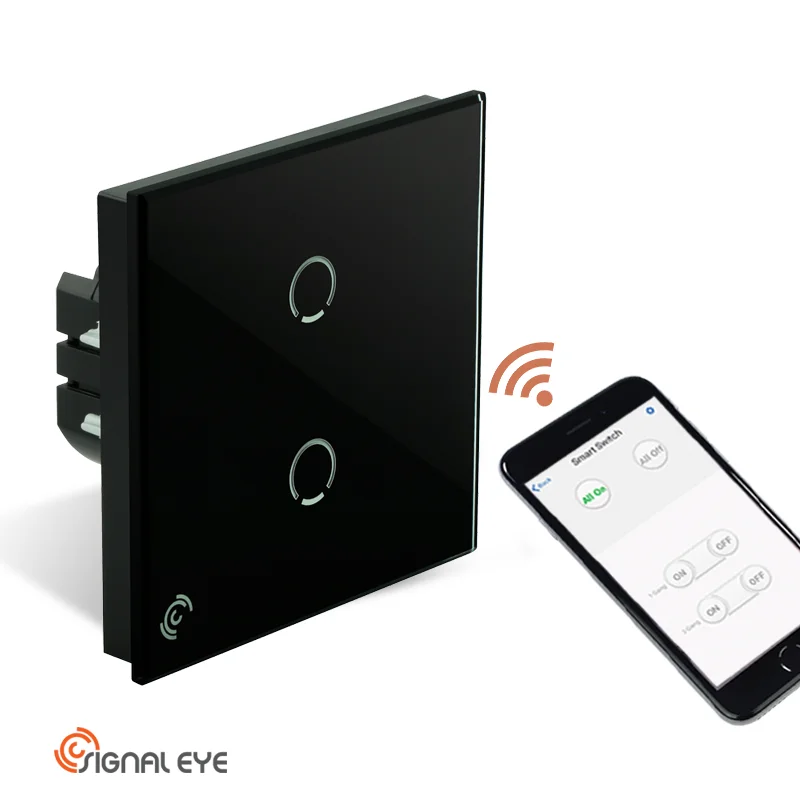 Smart Touch Light Switch with Tempered Glass panel 2 Gang Smart Switch